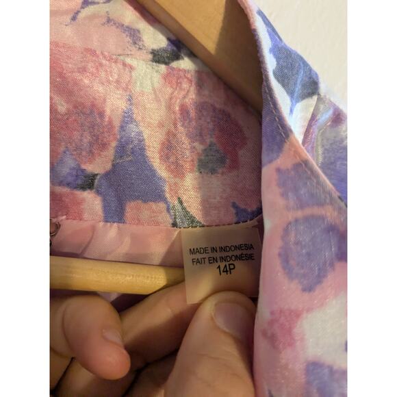 Tanjay Floral pink blazer size 14P - Picture 7 of 8
